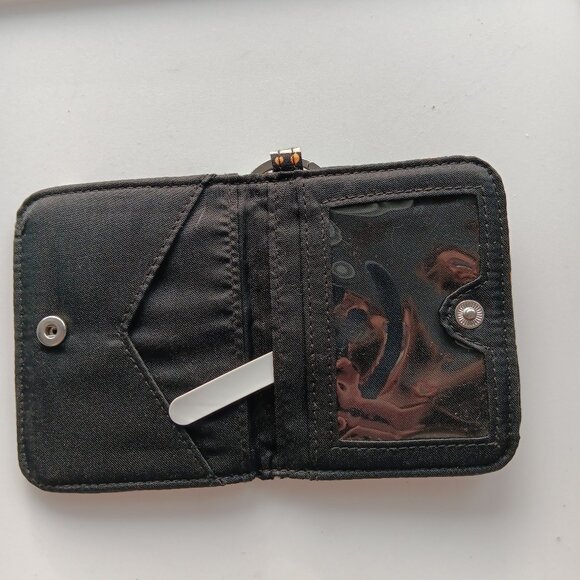 Vera Bradley Bandana Swirl Wallet ID Card Holder Black Silver Blue Pink White 4" - Picture 7 of 8